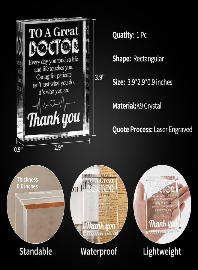 Gifzy Gifts for Doctor, Appreciation Gift for Doctors, Engraved Crystal Plaque Gifts for Best Doctors, Thank You Doctor Gift for Men Women Crystal Appreciation Plaque - Image 2